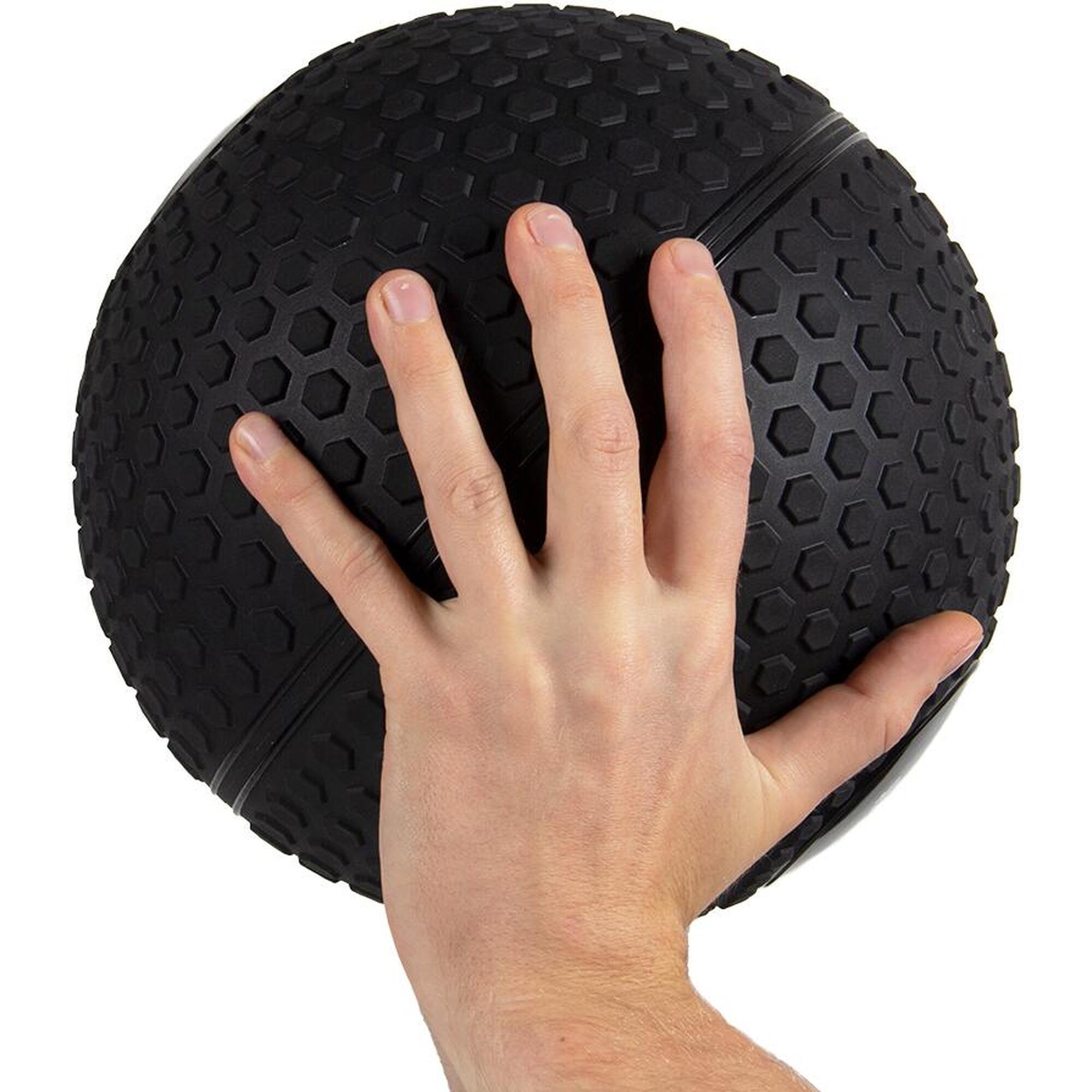 Slam Ball - Ballon Fitness - Ballon Functional training - 12 kg - Noir