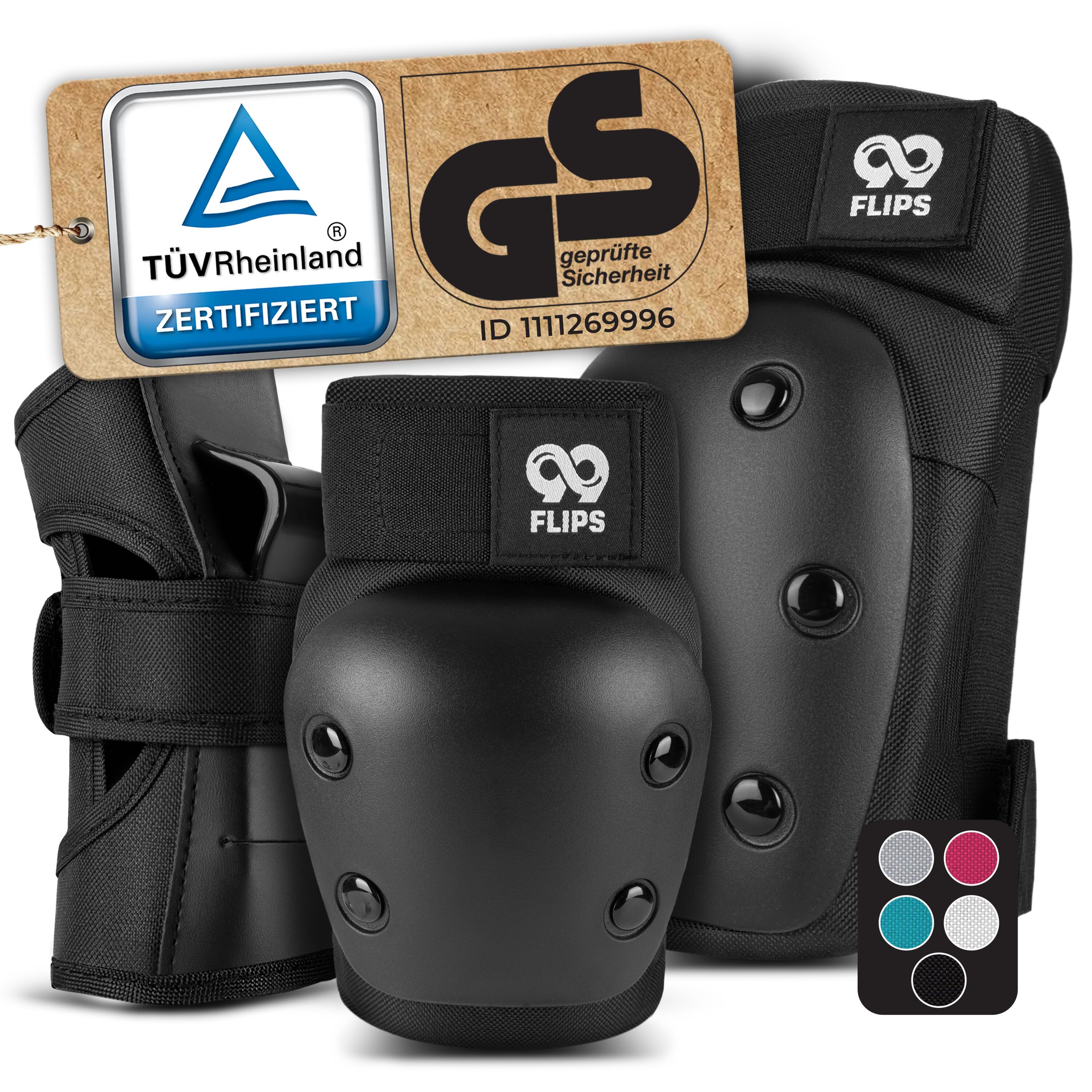 99FLIPS Schützer Set Protektoren Erwachsene Inliner TÜV - Ellenbogen, Knieschoner & Hand
