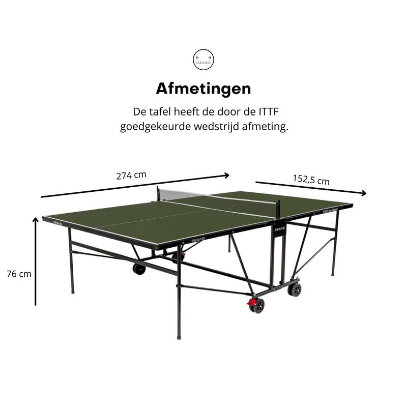 Table de tennis de table pegasi 500 vert intérieur
