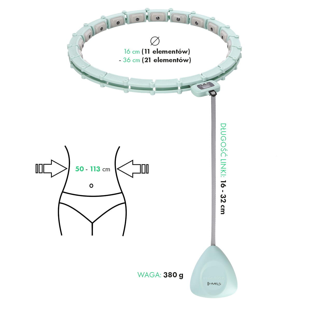 Hula hoop - Poids & Compteur - Vert 8/10