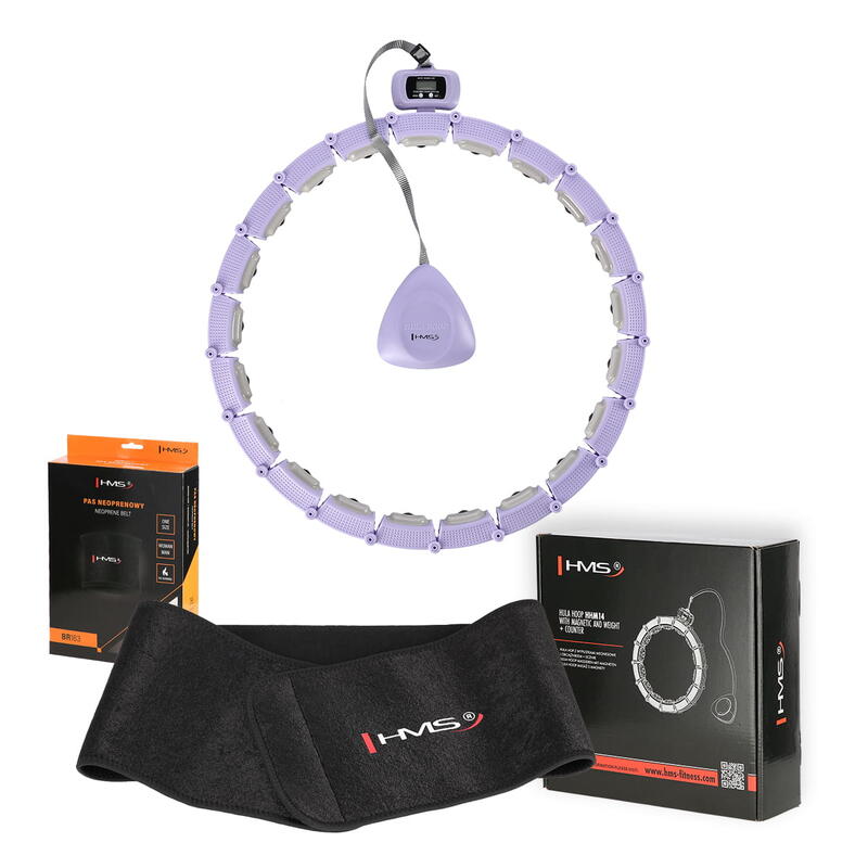 Zestaw hula hop magnetyczny HHM14 z licznikiem HMS + Pas wyszczuplający BR163