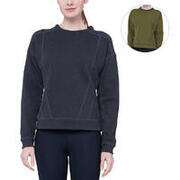 Women Plain Reversible Lightweight Long Sweatshirts - BLACK