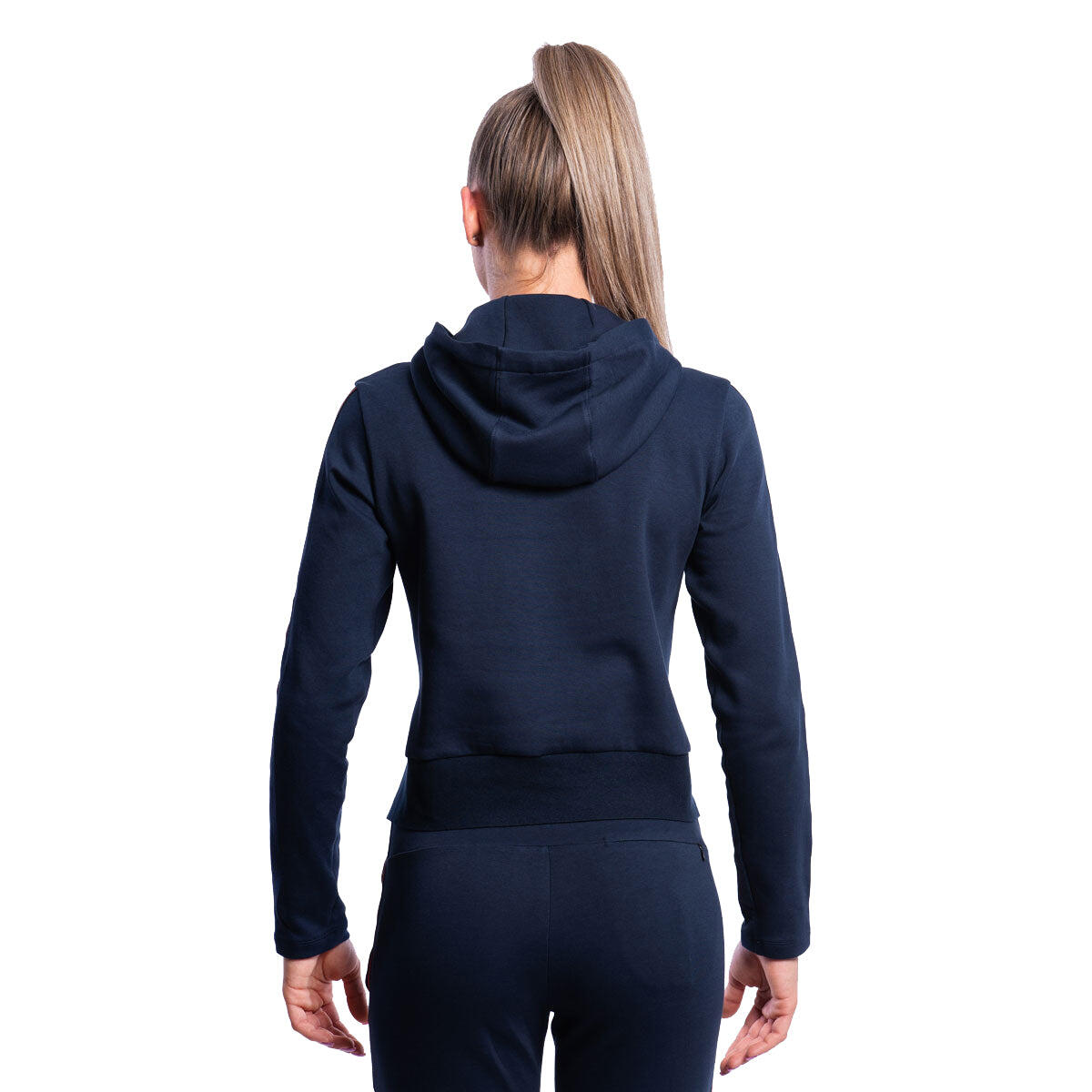 Women Plain Strip Lightweight Hooded Sweatshirts Hoodie Navy blue