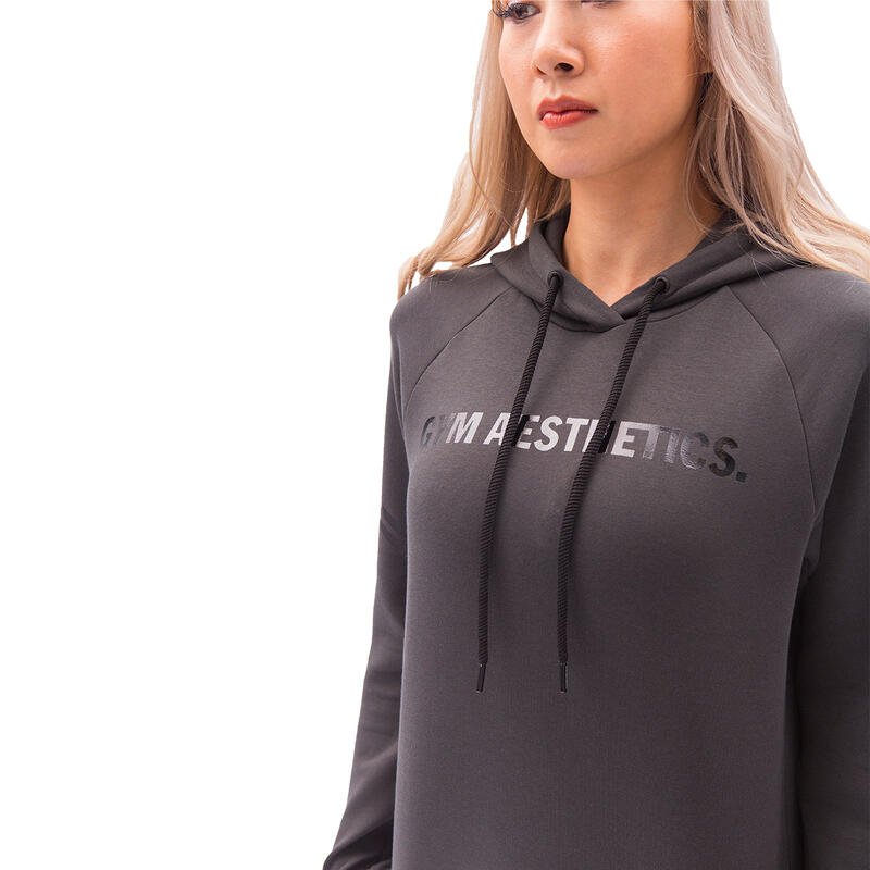 Women FrontPrint Sweatshirts Hoodie - Charcoal grey