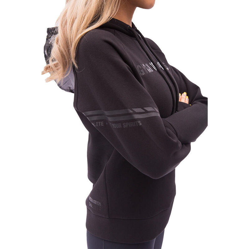 Women FrontPrint Sweatshirts Hoodie - BLACK