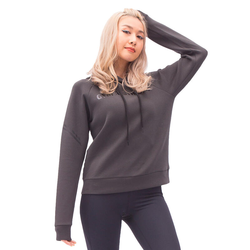 Women FrontPrint Sweatshirts Hoodie - Charcoal grey
