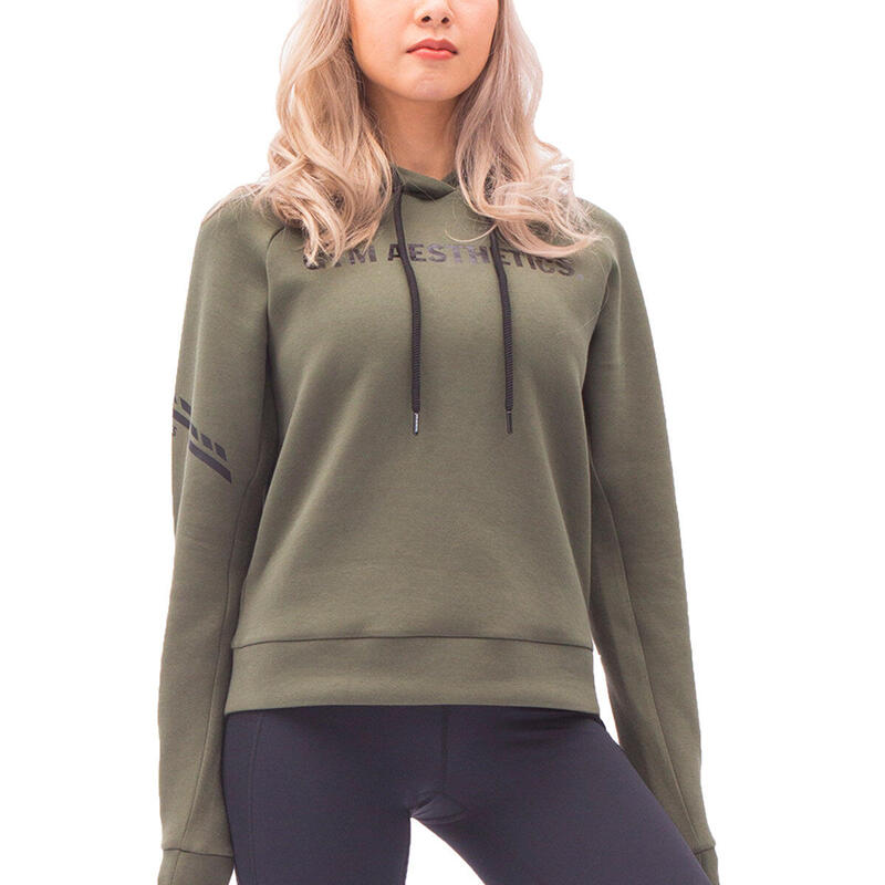 Women FrontPrint Sweatshirts Hoodie - OLIVE GREEN