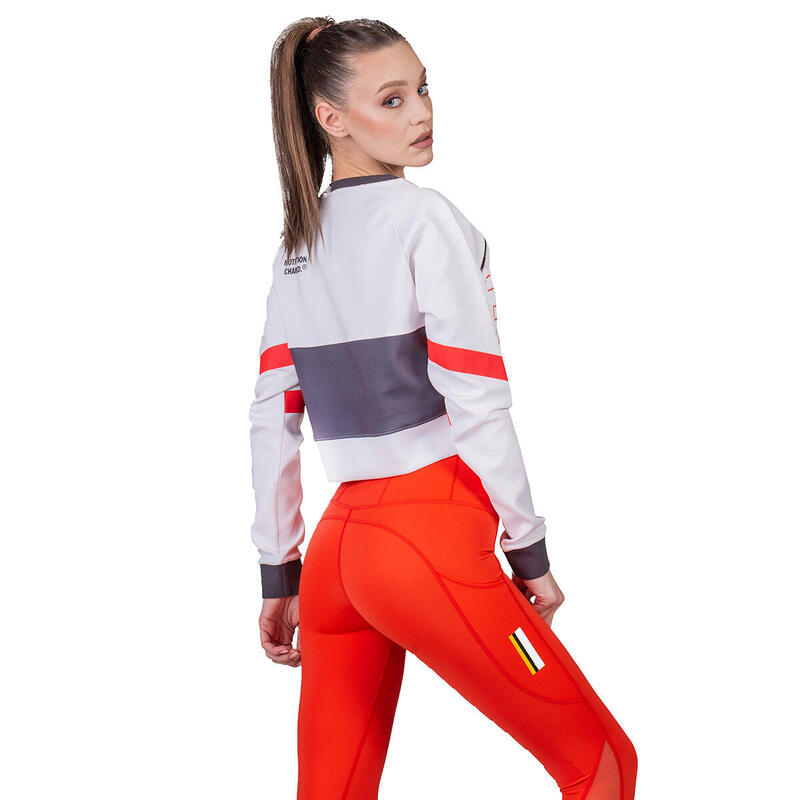 Women GA Lightweight Long Sweatshirts Crop Top - WHITE