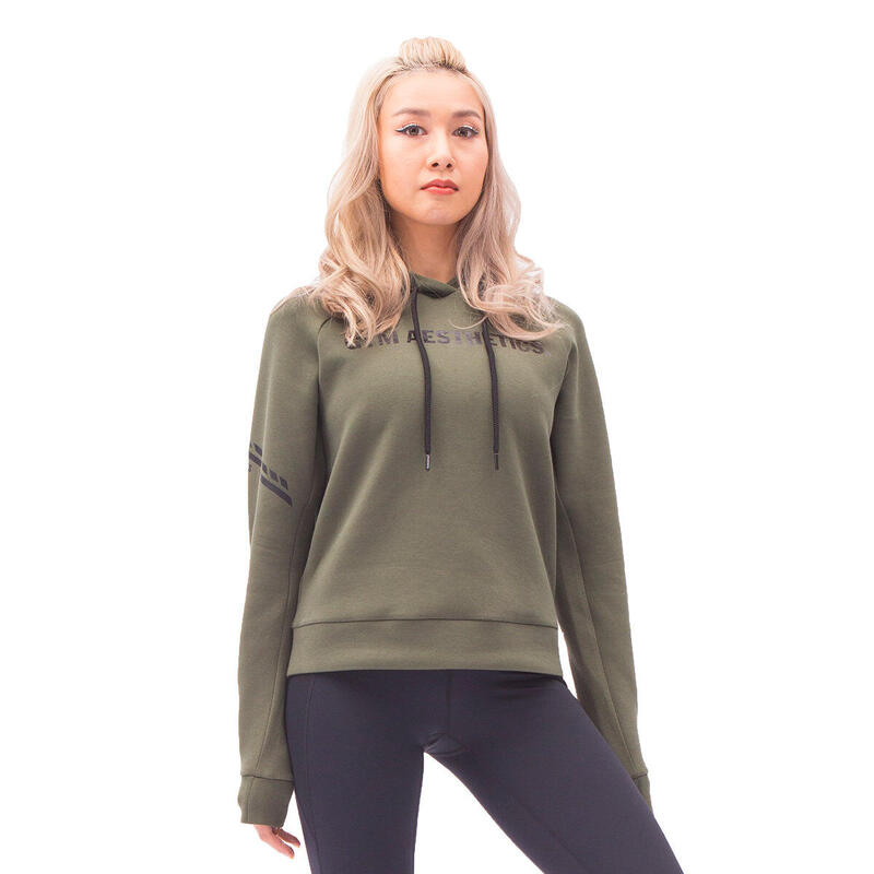 Women FrontPrint Sweatshirts Hoodie - OLIVE GREEN