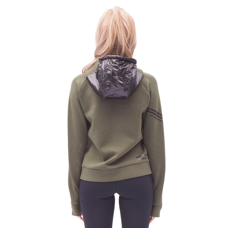 Women FrontPrint Sweatshirts Hoodie - OLIVE GREEN