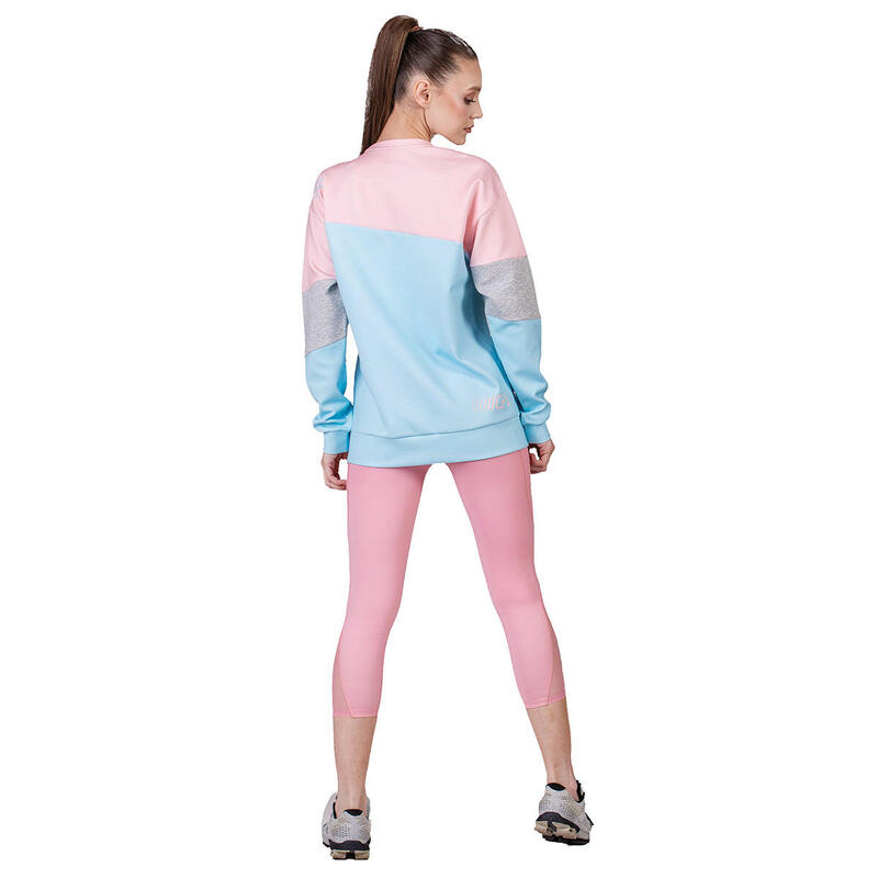Women GA Pattern Lightweight Long Sweatshirts - Light sky blue