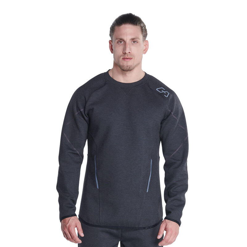 Men Plain Coldproof Lightweight Long Sweatshirts - BLACK