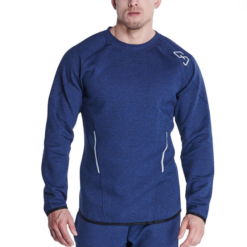 Men Plain Coldproof Lightweight Long Sweatshirts - Navy blue
