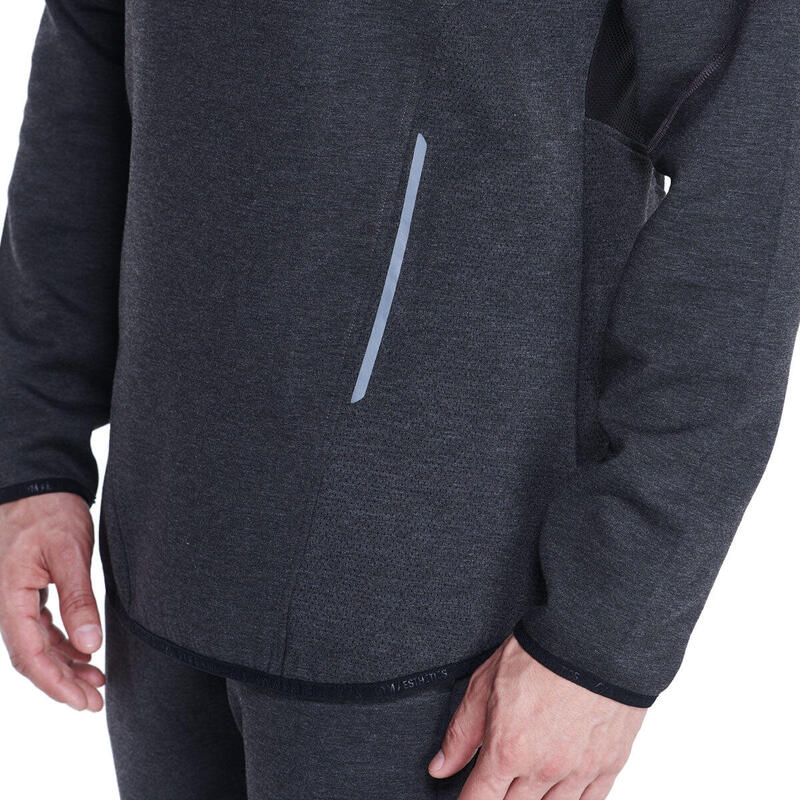 Men Plain Coldproof Lightweight Long Sweatshirts - BLACK