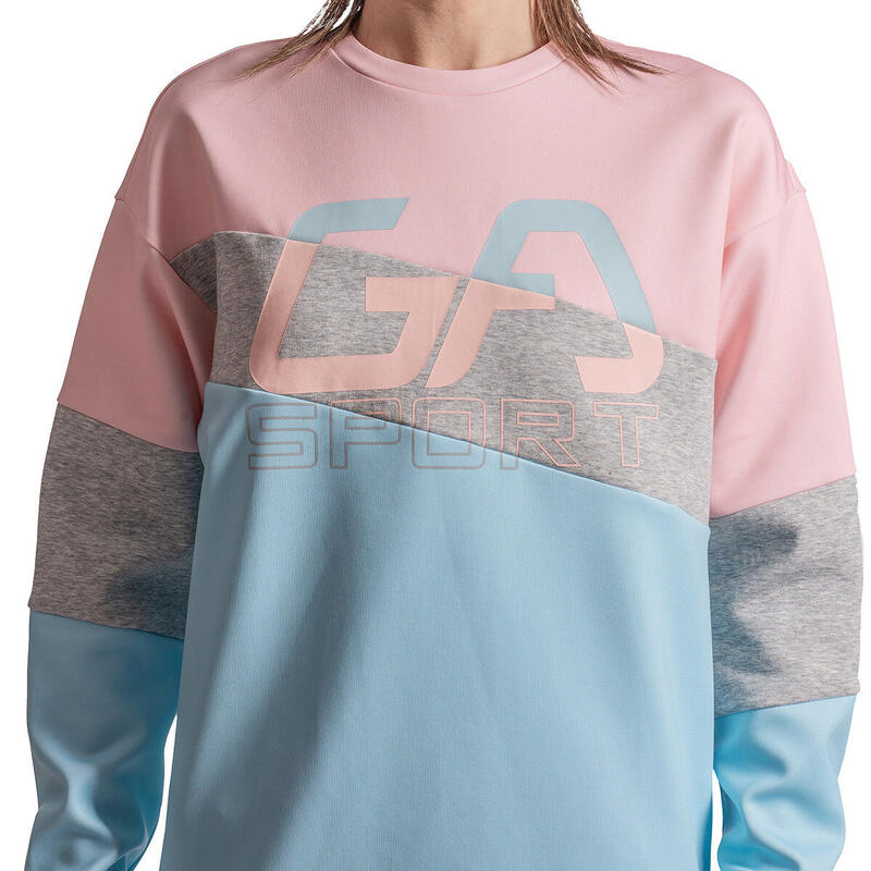 Women GA Pattern Lightweight Long Sweatshirts - Light sky blue