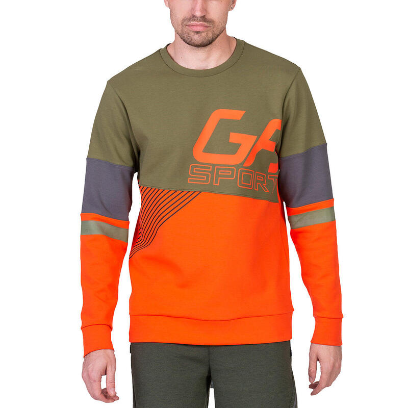 Men GA Pattern Lightweight Long Sweatshirts - Orange