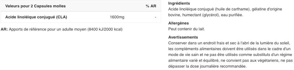 Acide linoléique conjugué - CLA - 60 Capsules molles 2/3