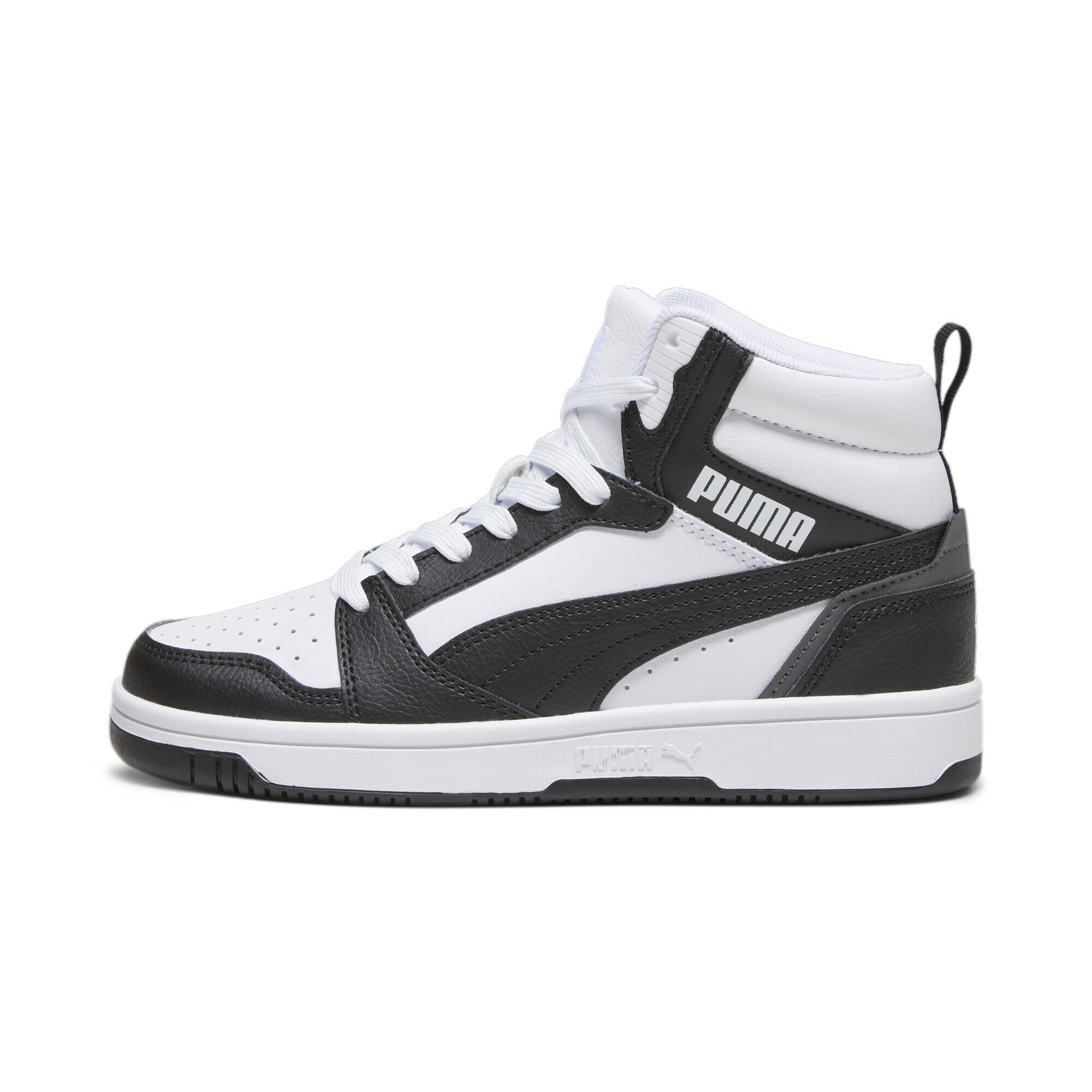 Baskets mi-hautes Rebound V6 Enfant et Adolescent PUMA White Black Shadow Gray 3/15