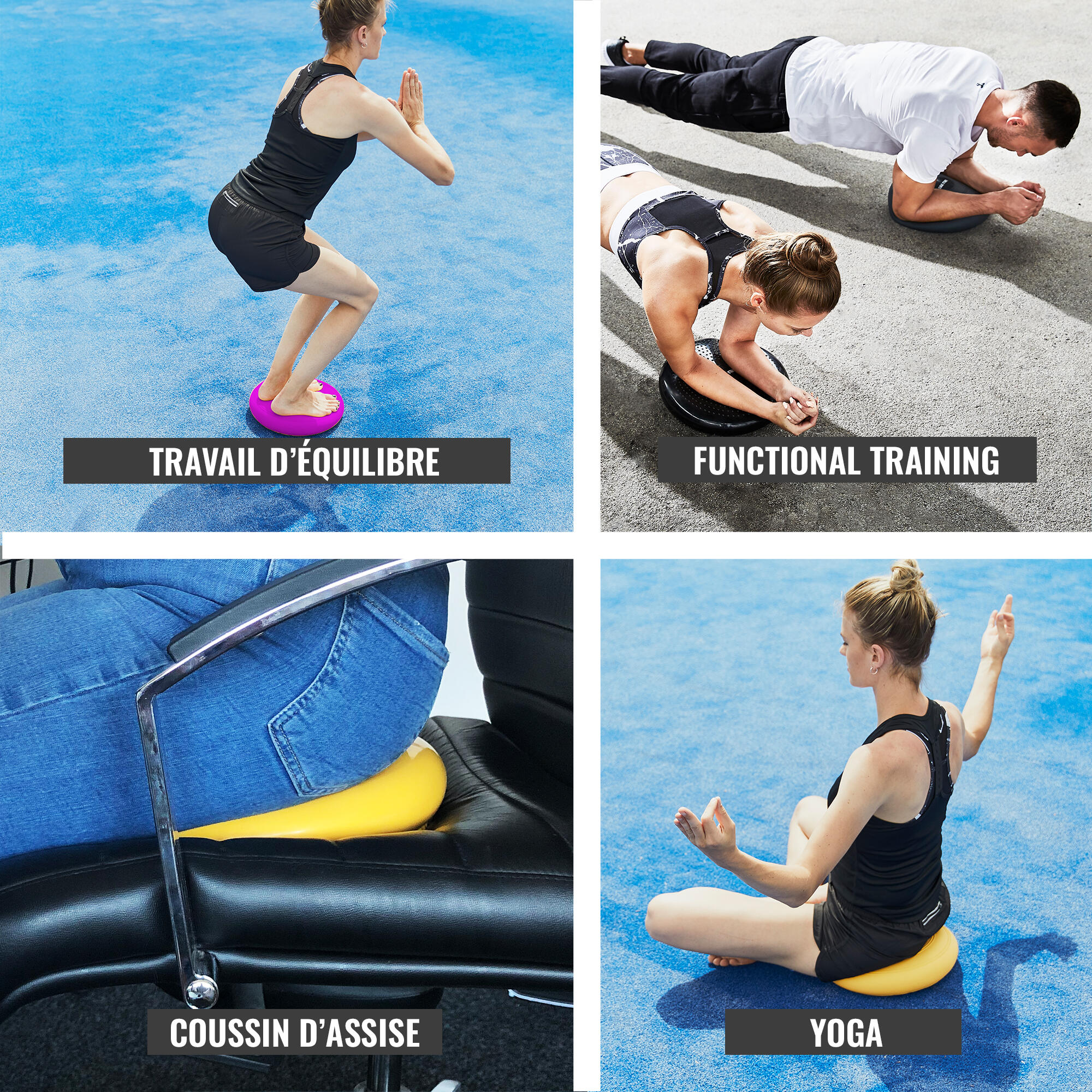 COUSSIN D'ÉQUILIBRE GONFLABLE | AÉROBIC & YOGA | 33 CM | PLUSIEURS COULEURS AU C 5/7