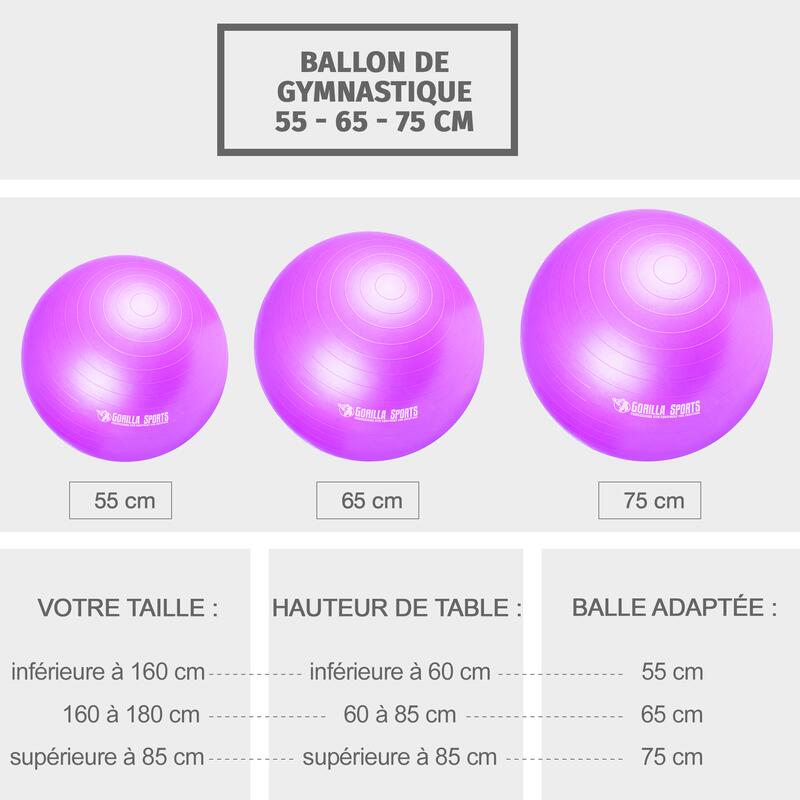 Minge de exercitii mată Lila 75 cm