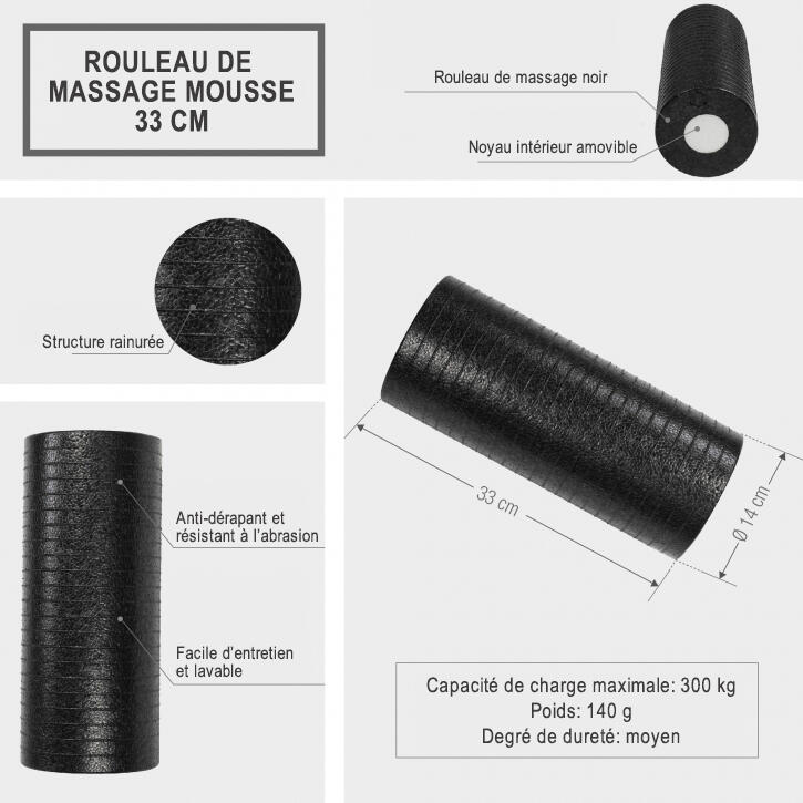 GORILLA SPORTS ROULEAU DE MASSAGE EN MOUSSE FOARM ROLLER PRO | AÉROBIC & YOGA