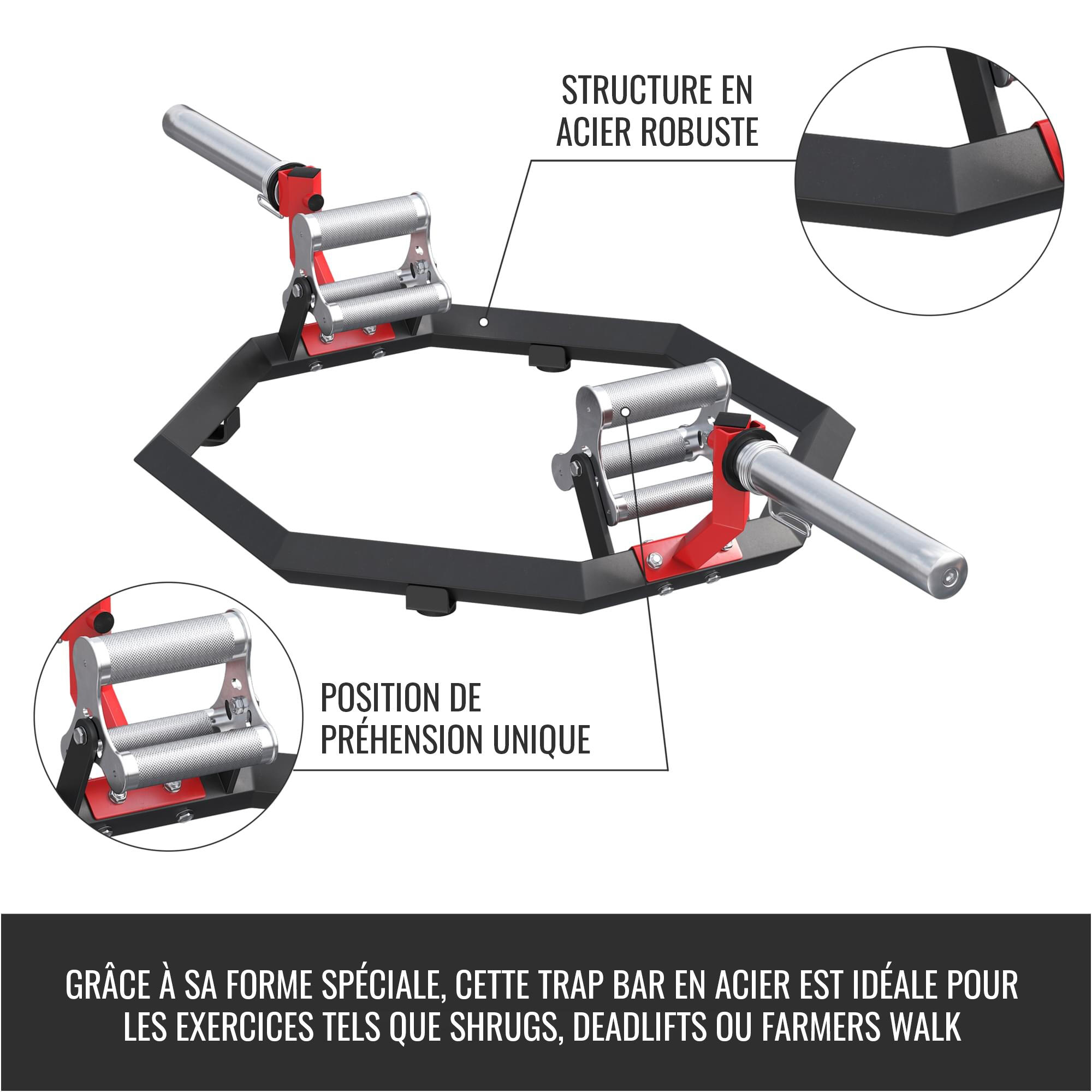 Trap Bar GORILLA SPORTS 20 kg acciaio Ø50 mm maniglie multi-impugnatura 6/7