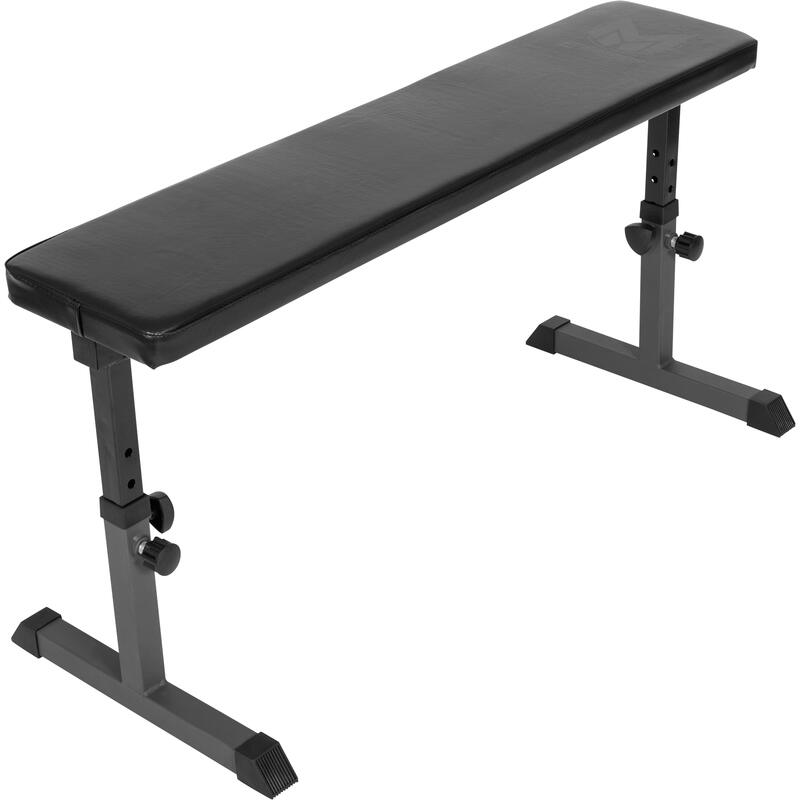 Banco Musculación Plano Gyronetics Negro/Girs Regulable en Altura 44 a 56cm