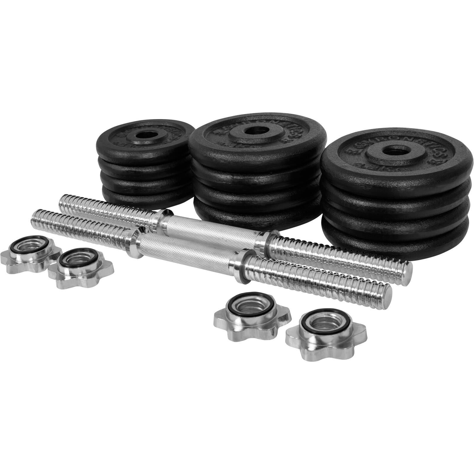 KIT D'HALTÈRES COURT DE 30KG AVEC DISQUES EN FONTE | MUSCULATION | 25MM 7/7