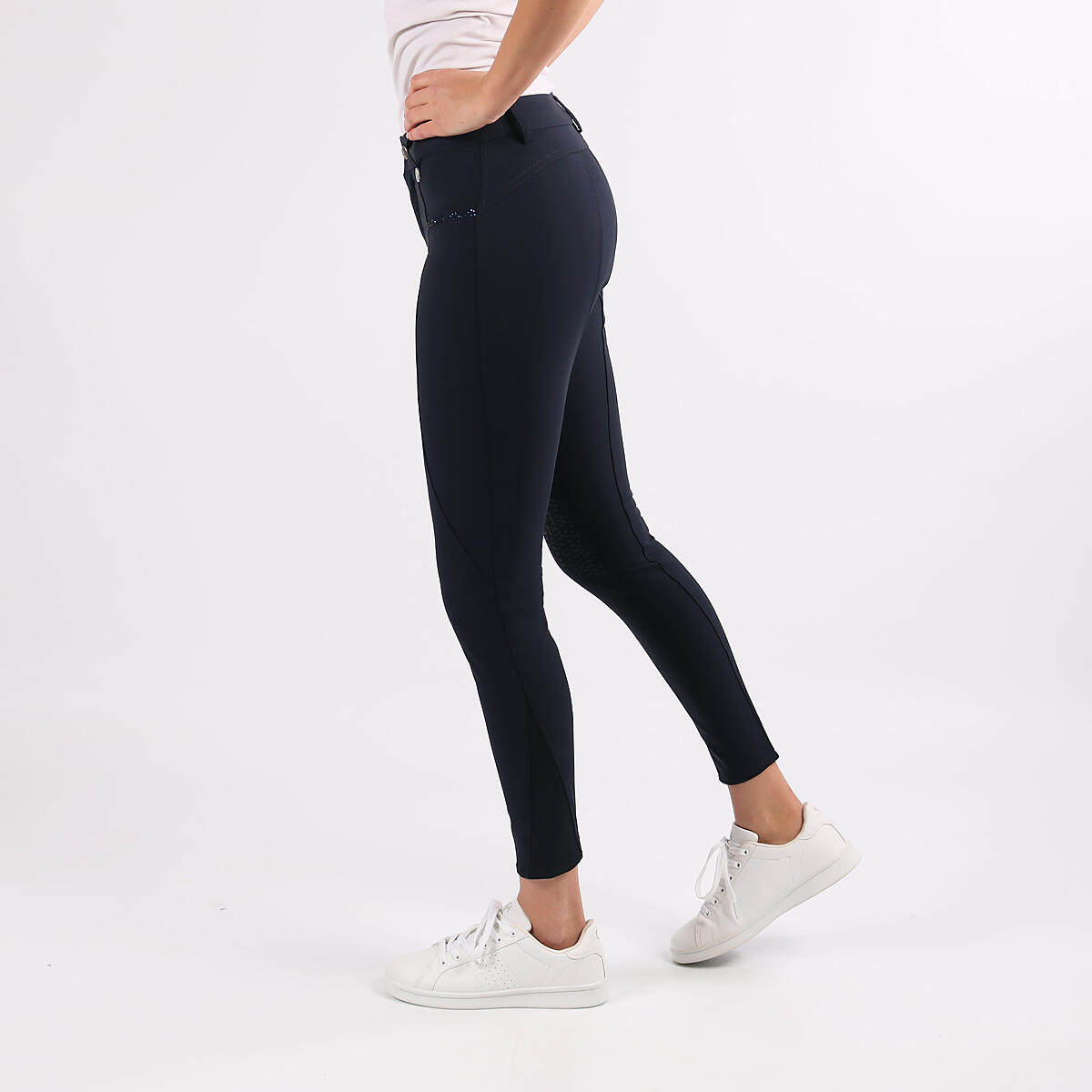 Reithose Crystal Kids Vollbesatz Silikon Montar Dunkelblau 3/4