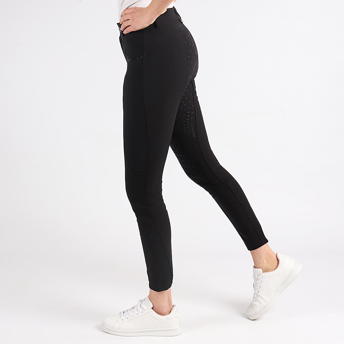 Pantalon d'Équitation Crystal Enfants Full Grip Montar Noir 3/3