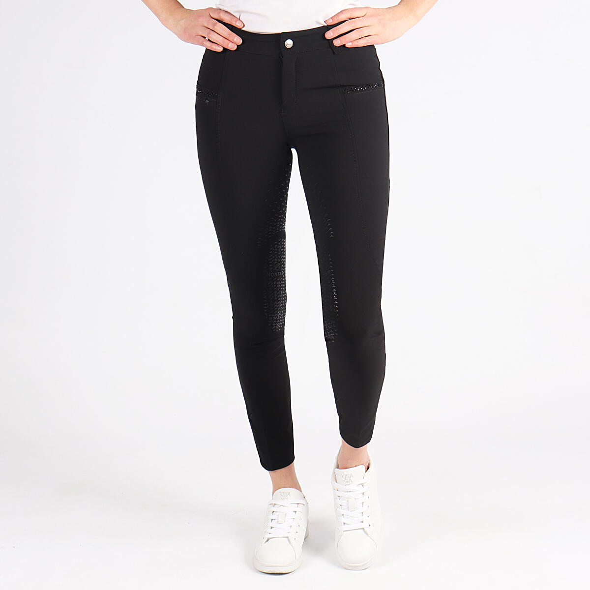 Pantalon d'Équitation Crystal Enfants Full Grip Montar Noir 2/3