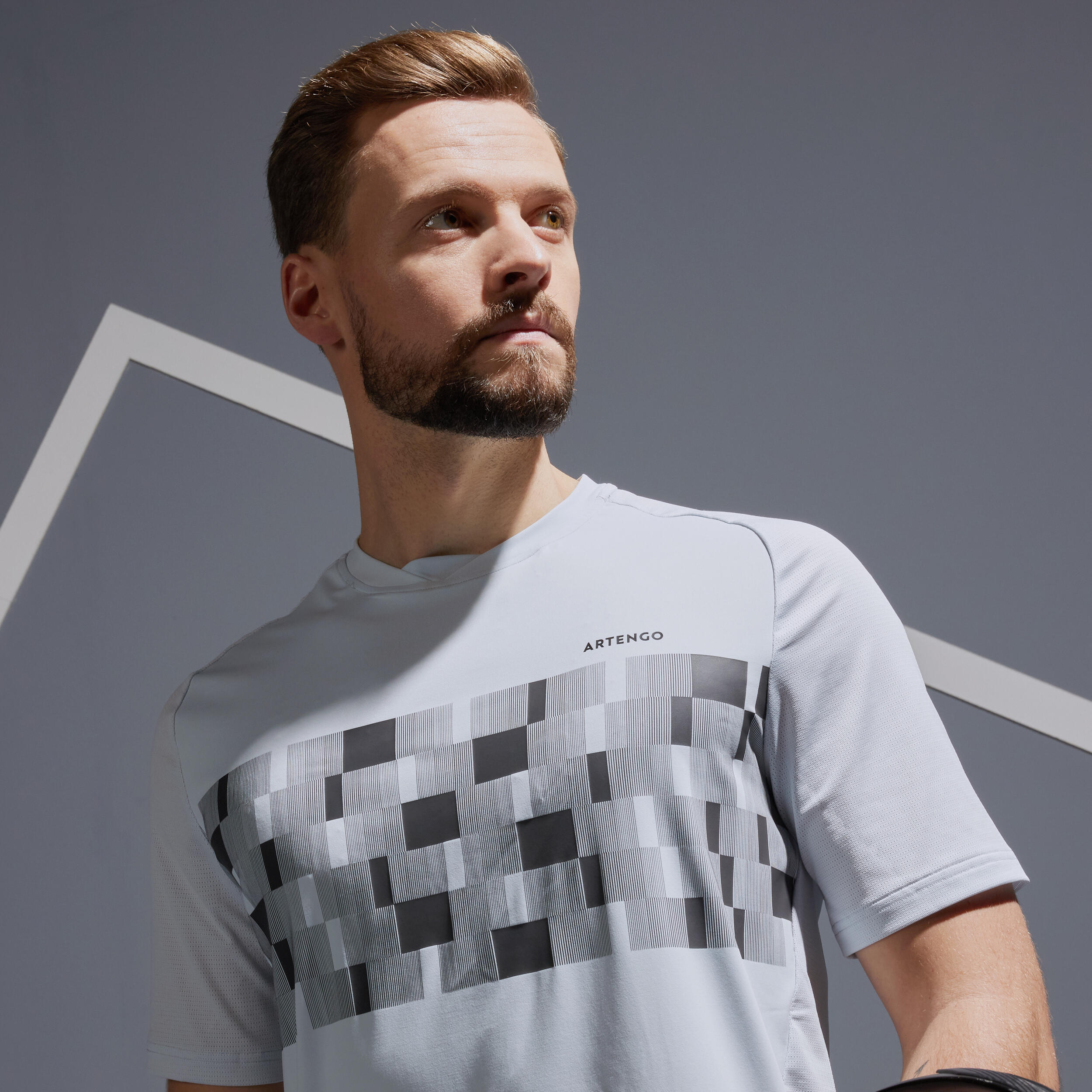 Segunda Vida - T-SHIRT DE TÉNIS HOMEM TTS 500 DRY AZUL DAMIER - Excelente 4/5