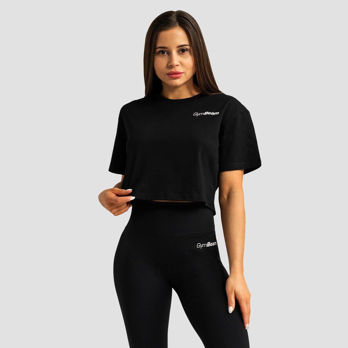 Koszulka damska fitness cropped luźna czarna Limitless 4/7