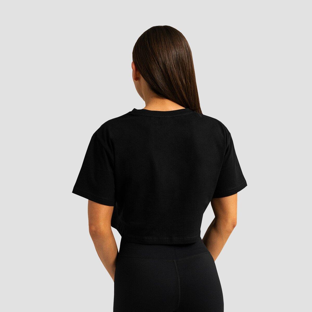 Koszulka damska fitness cropped luźna czarna Limitless 3/7