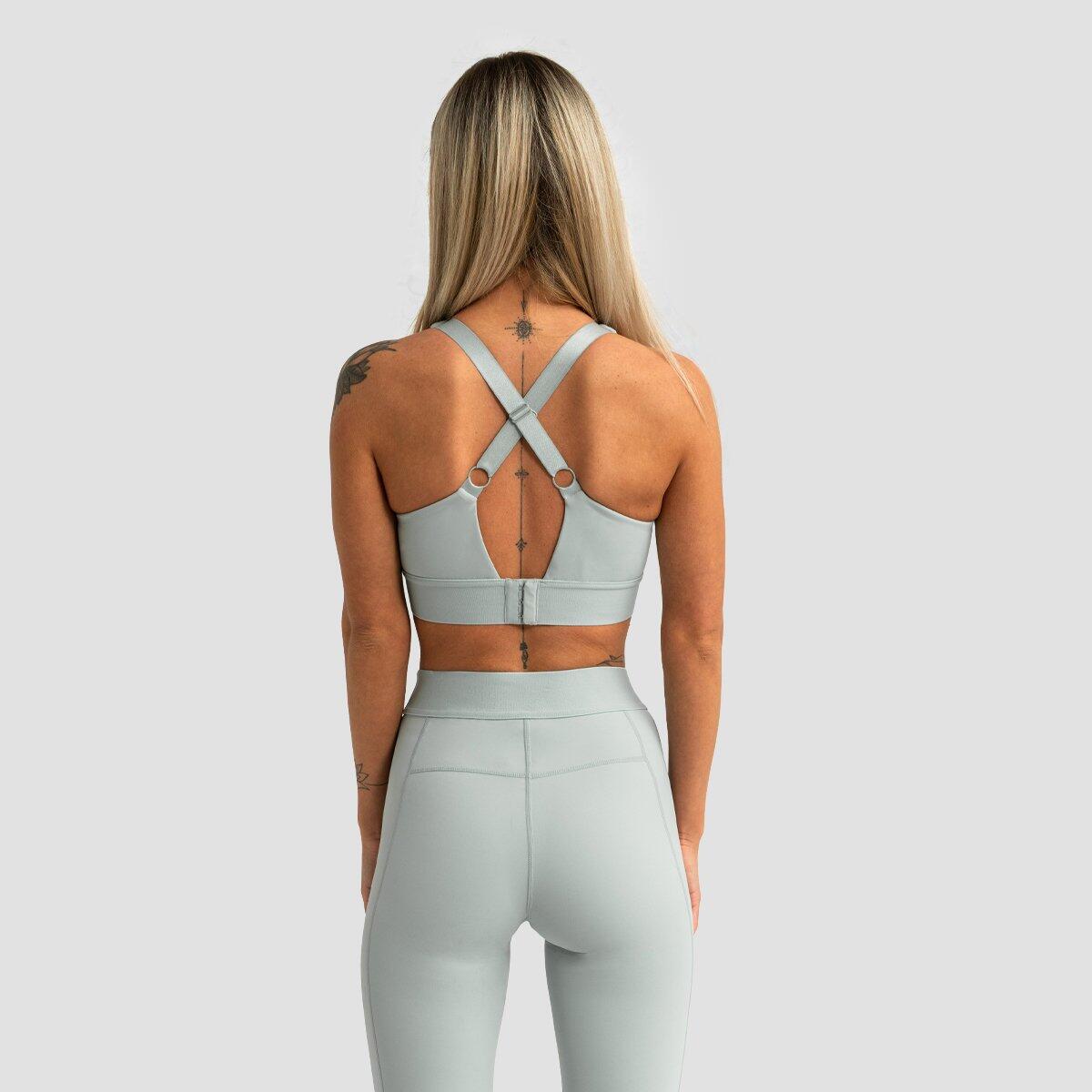 Reggiseno sportivo donna palestra con chiusura posteriore verde Limitless 3/7