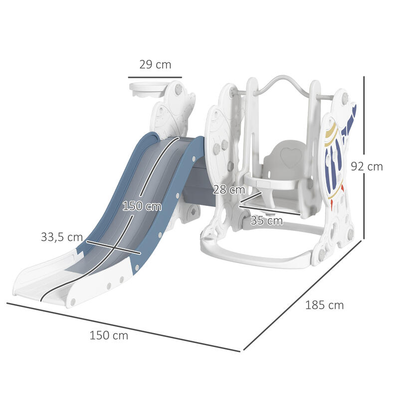 Conjunto de Escorrega e Baloiço AIYAPLAY 150x185x92 cm Multicor