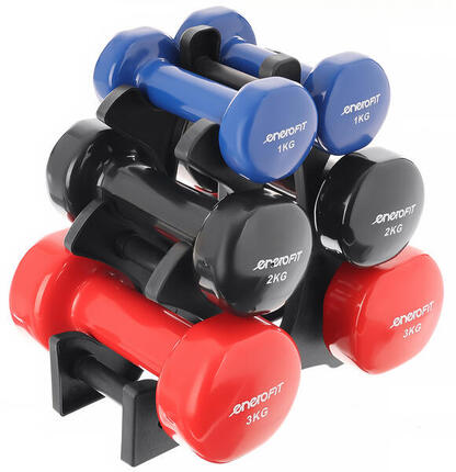 Zestaw hantli VDB Enero Fit na stojaku 2x3kg, 2x2kg, 2x1kg