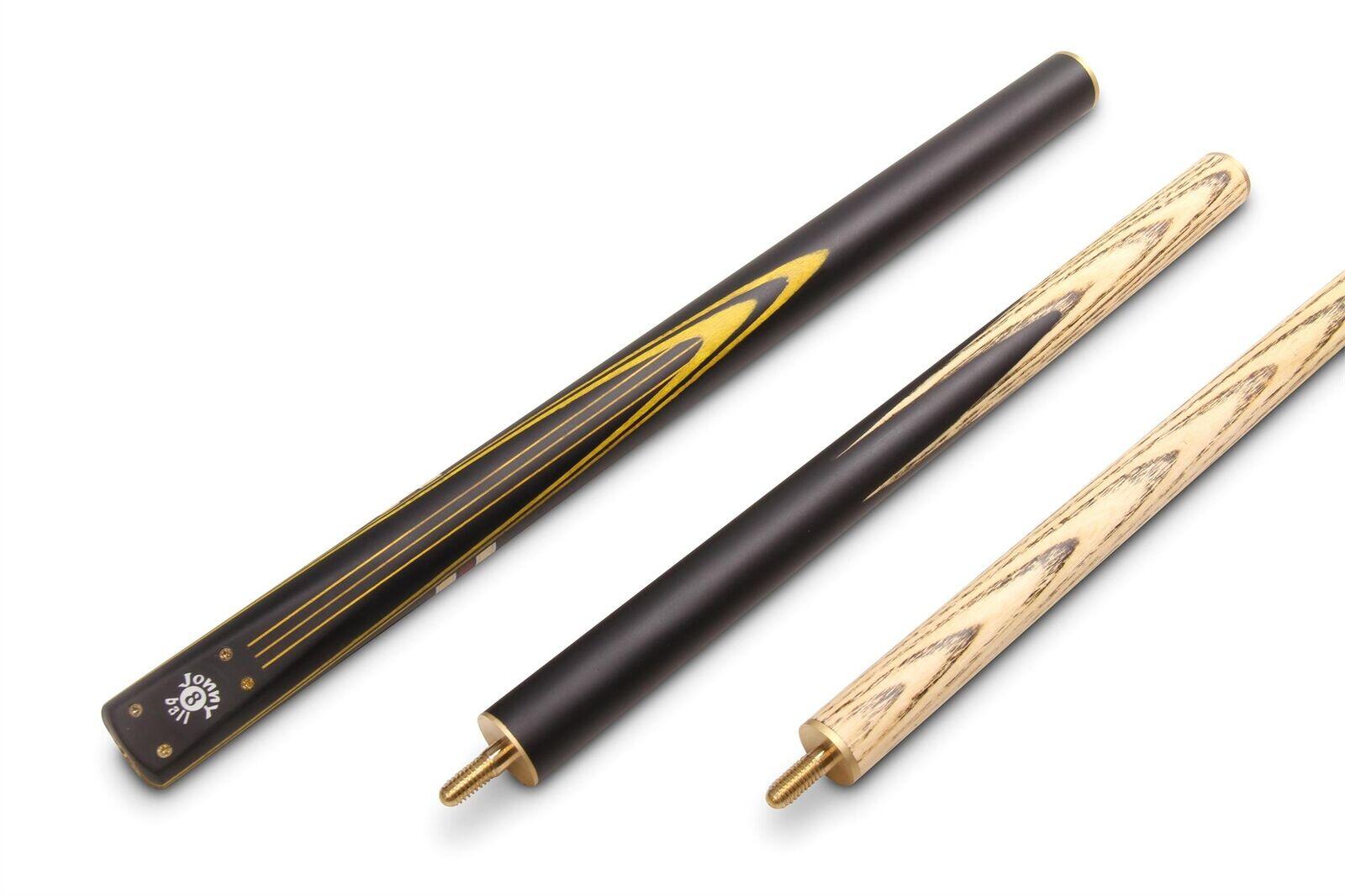 Jonny 8 Ball 3 Piece YELLOW POWERLINE Centre Jointed Ash Pool Cue 9mm Tip 2/6