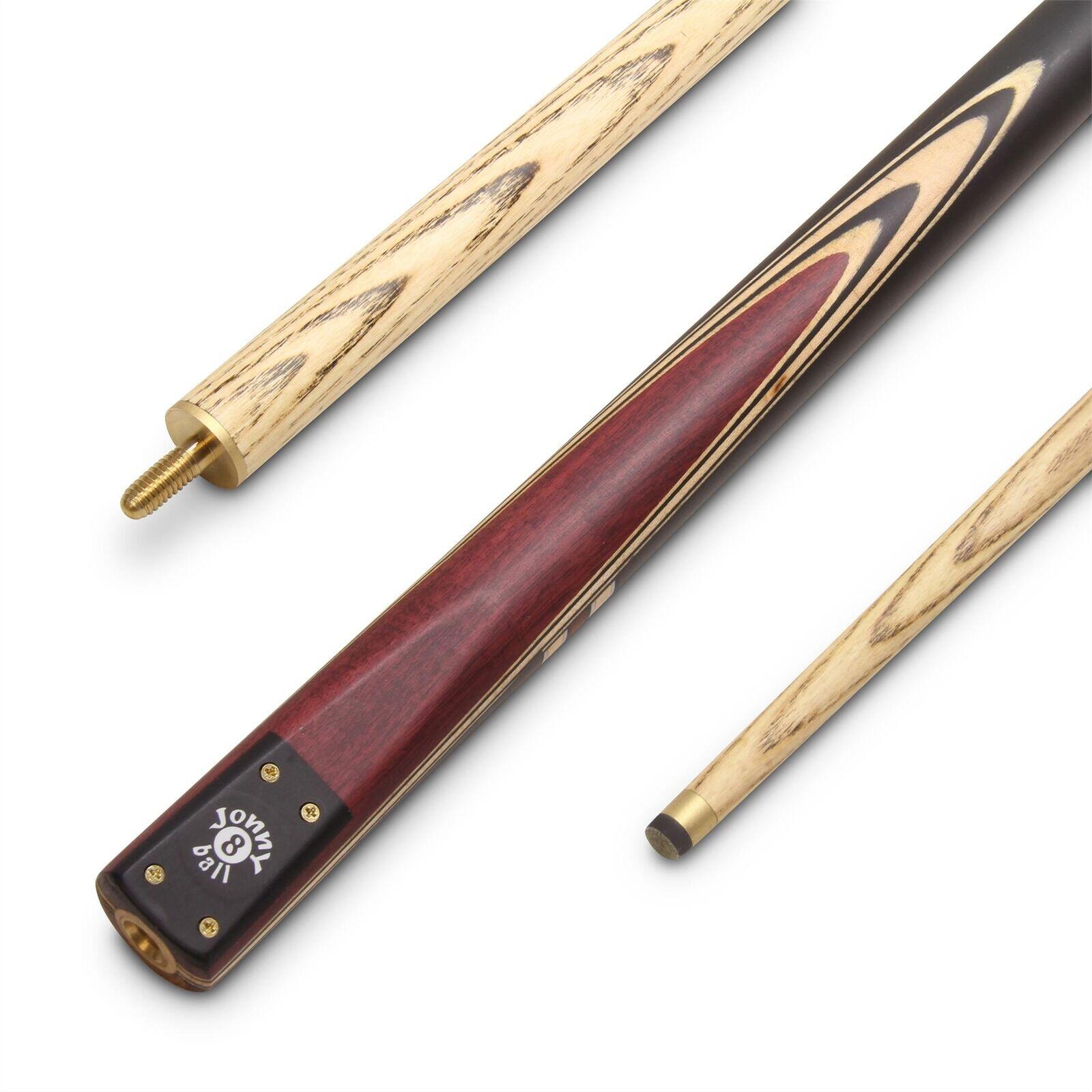 Jonny 8 Ball 3 Piece REDWOOD HALF MOON Centre Jointed Ash Pool Cue 9mm Tip 1/6
