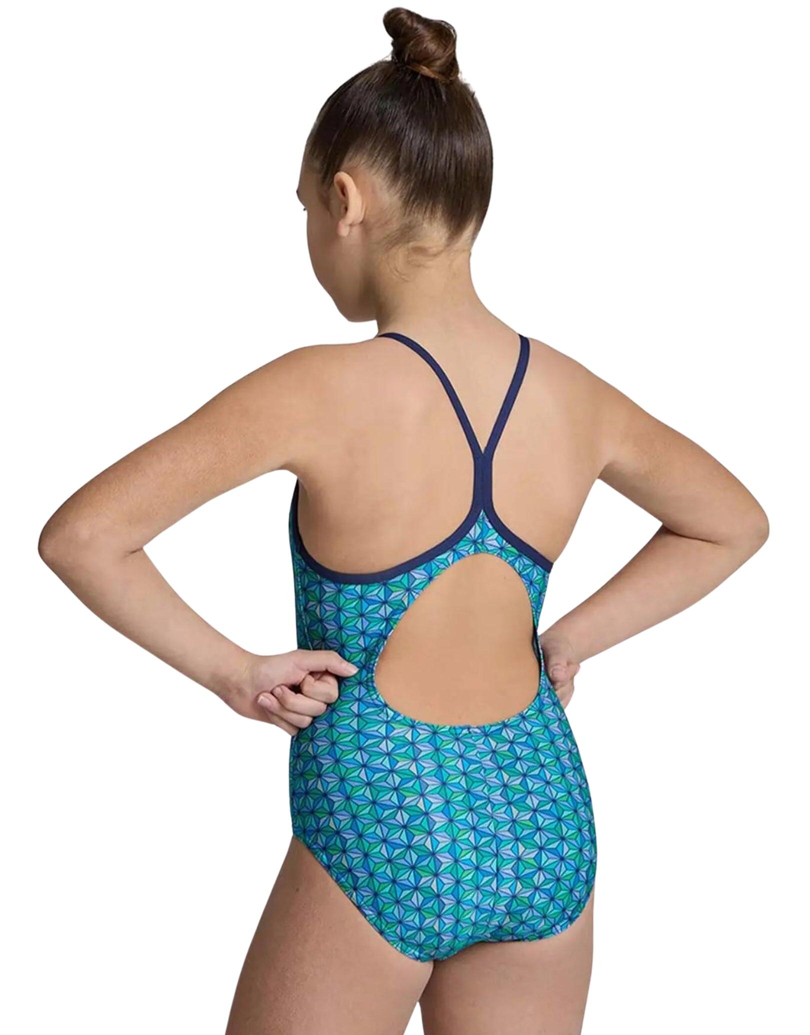 Arena Girls Starfish Lightdrop Back Swimsuit - Navy/Turquoise/Multi 2/5