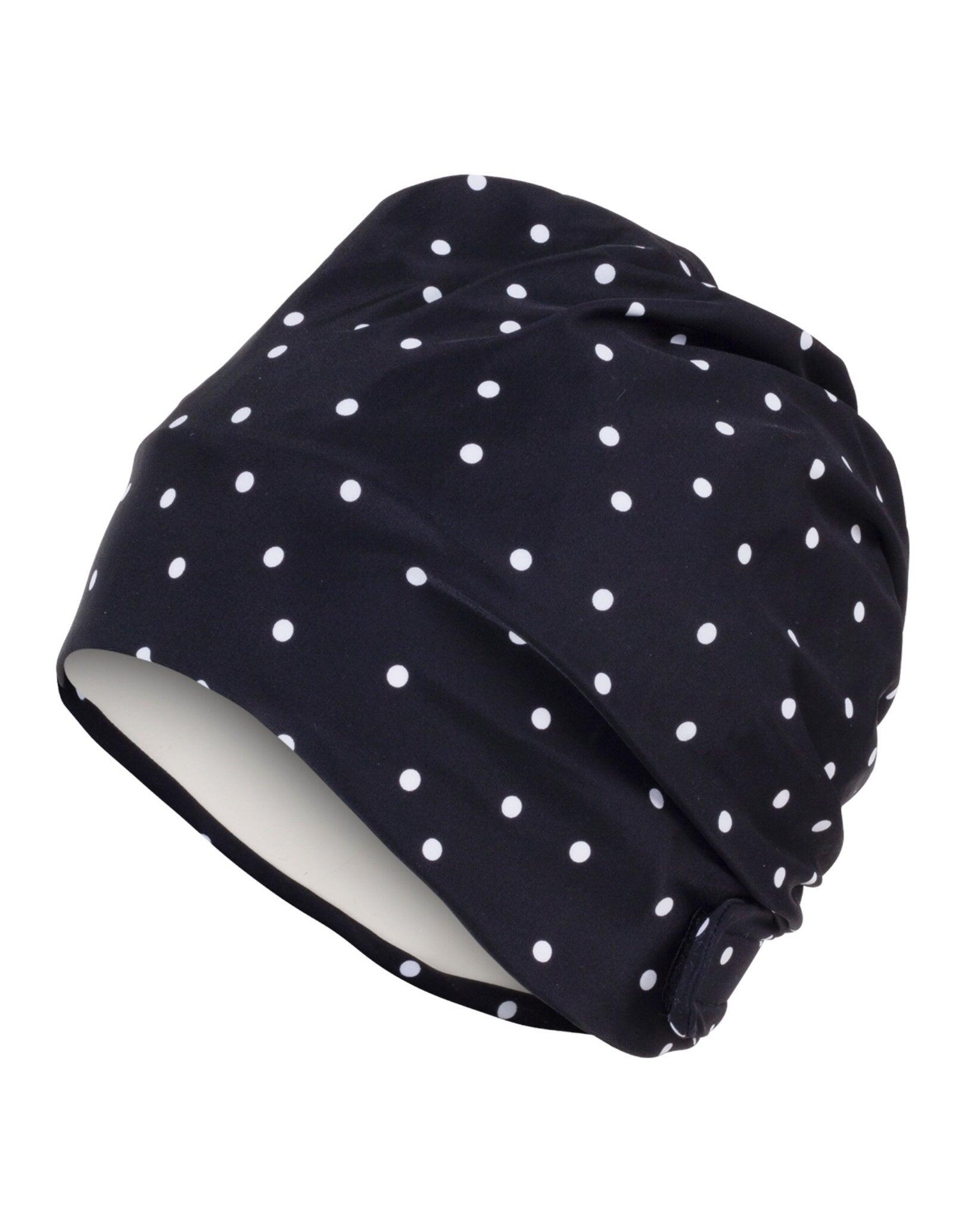 Fashy Polka Dot Fabric Swim Cap - Black/White 2/5