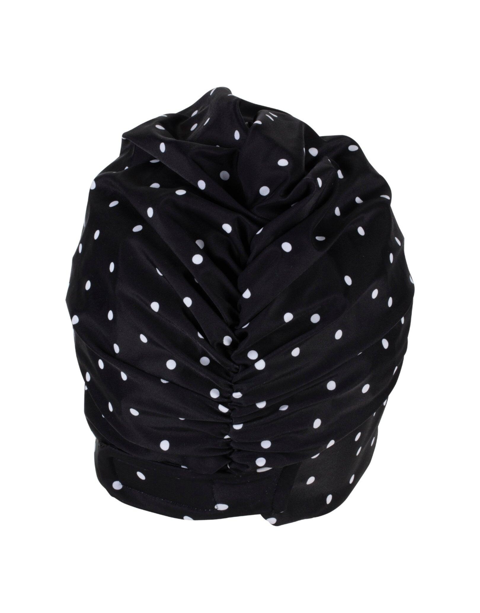 Fashy Polka Dot Fabric Swim Cap - Black/White 4/5