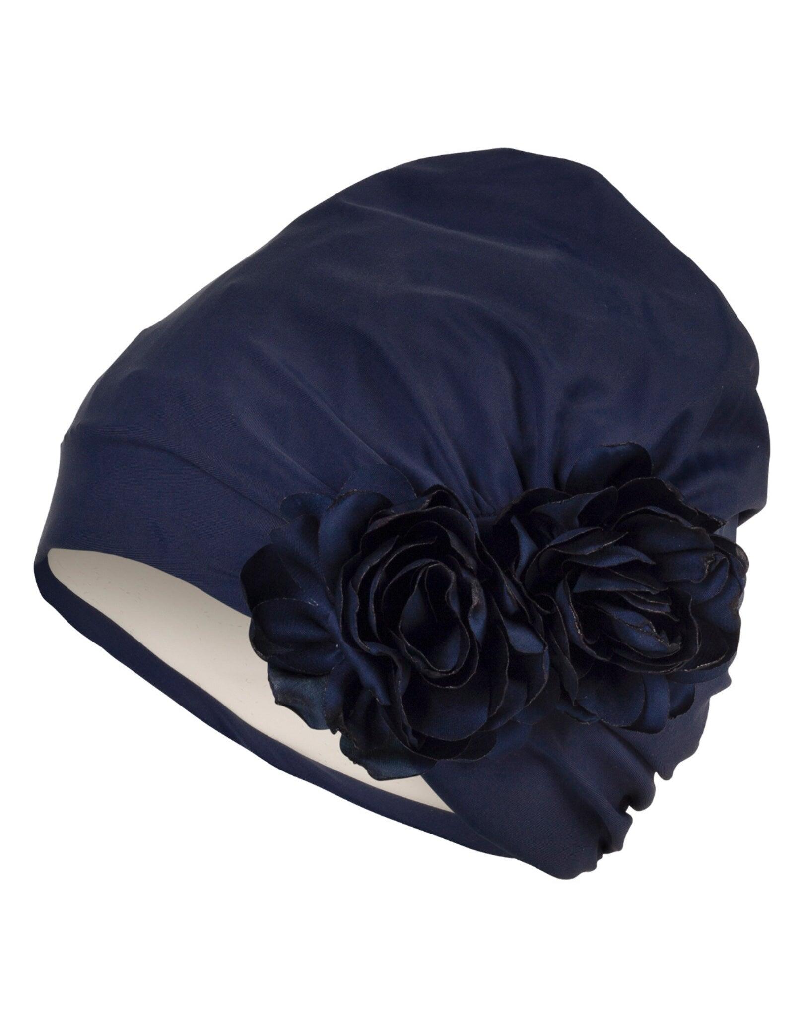 Fashy Flower Fabric Swim Cap - Navy 2/3