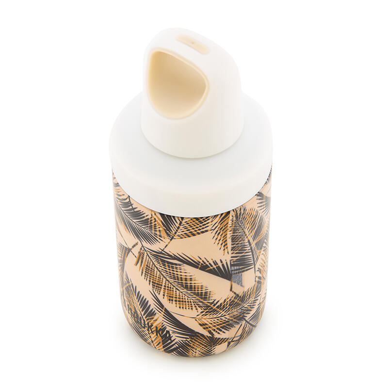 維納雙層不銹鋼運動杯 (不銹鋼) 10oz/300ml - 淺啡色+棕櫚樹圖案