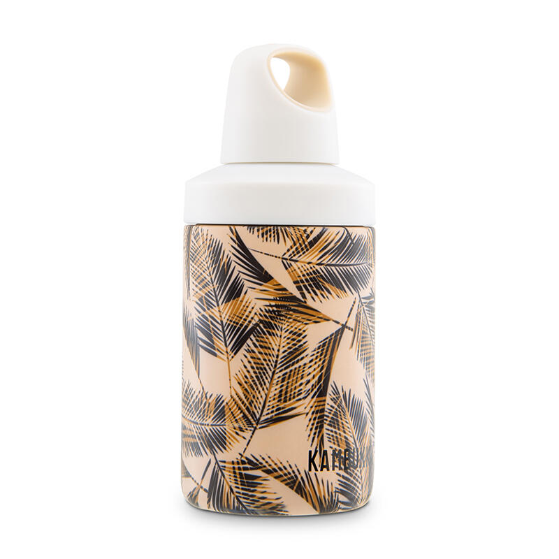 維納雙層不銹鋼運動杯 (不銹鋼) 10oz/300ml - 淺啡色+棕櫚樹圖案