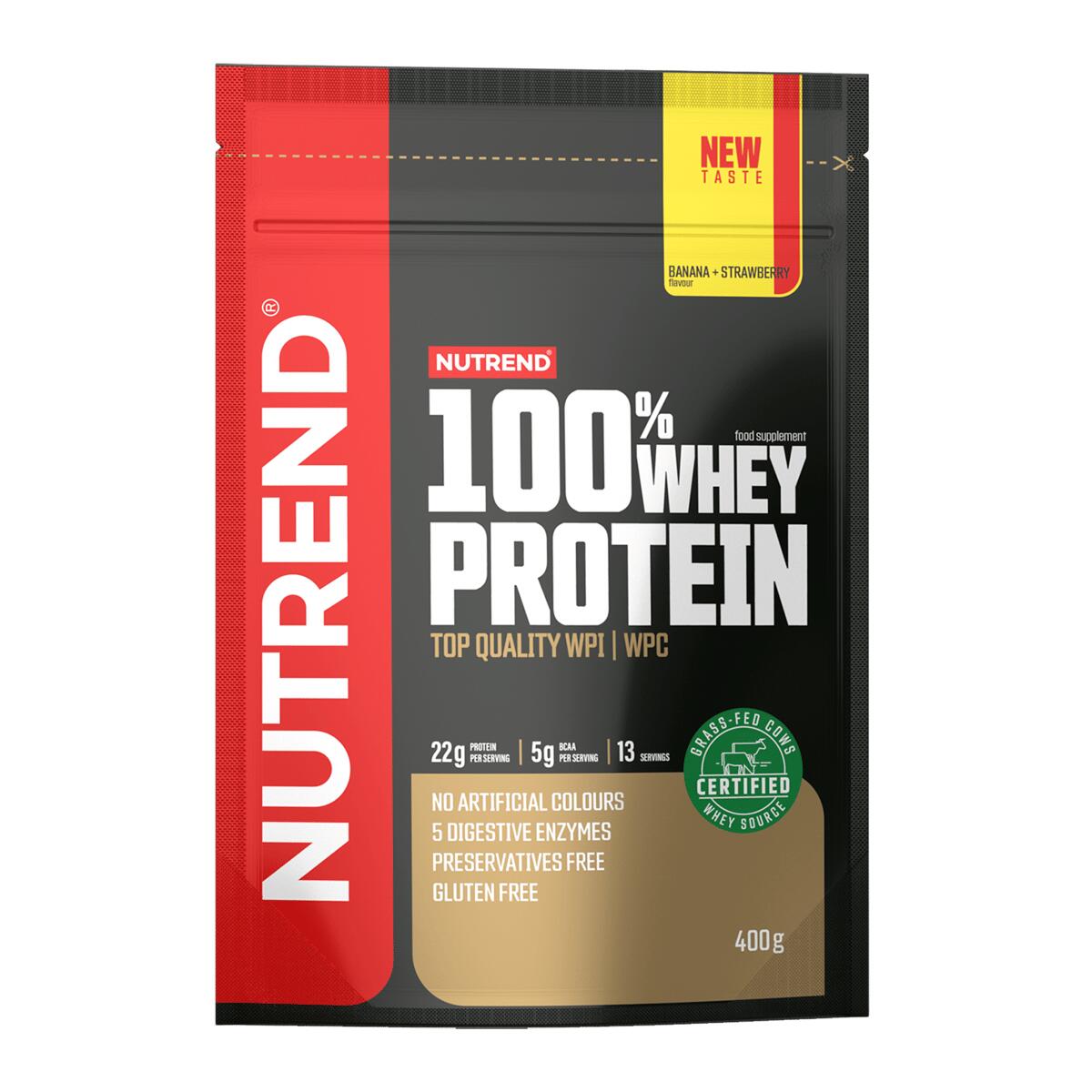 NUTREND Syrovátkový protein 100% WHEY PROTEIN, banán + jahoda