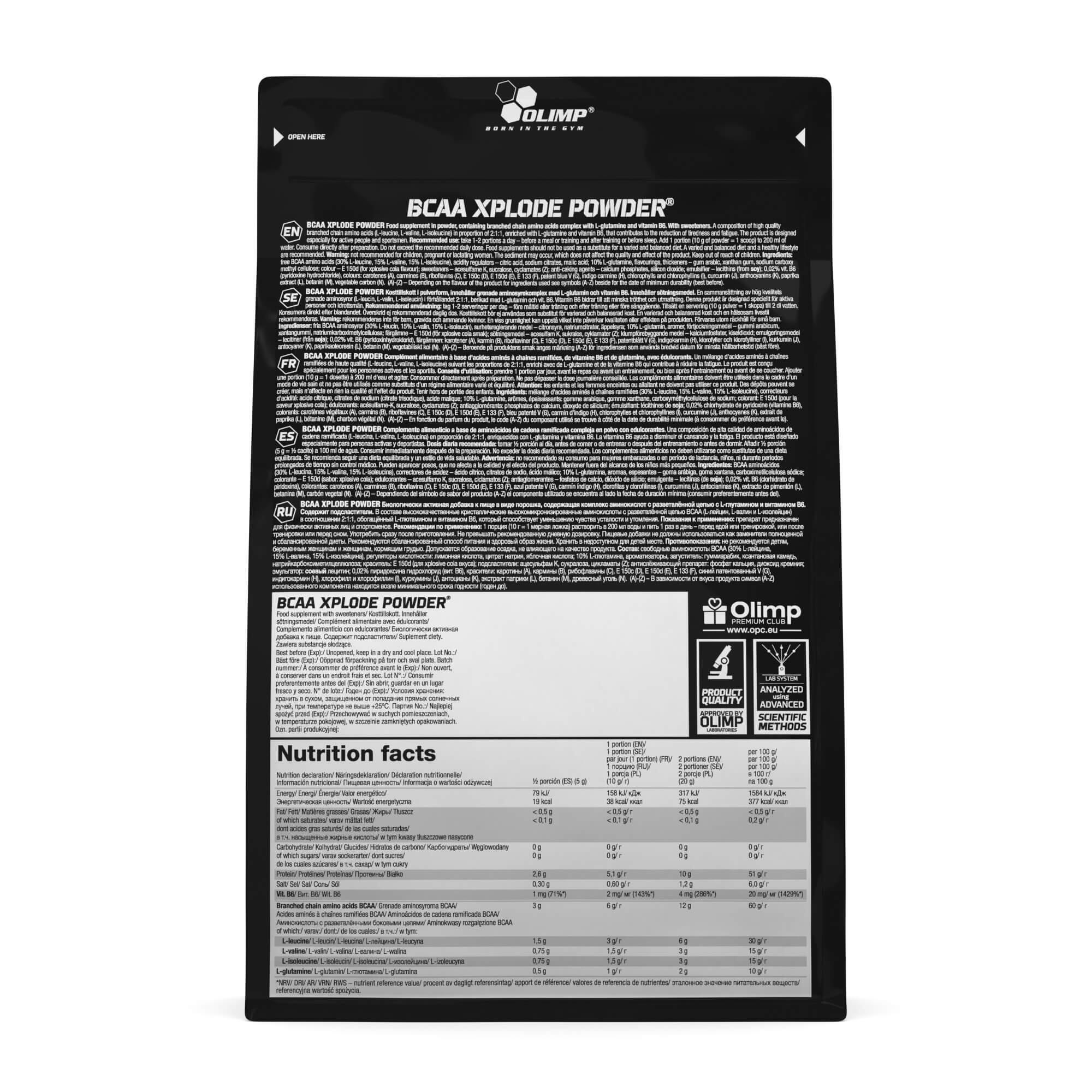 Aminokwasy Olimp BCAA Xplode Powder® - 1000g Cola 2/4