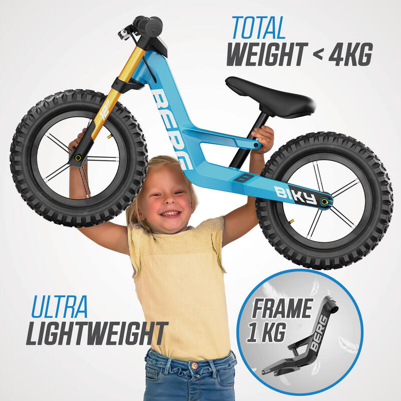 BERG Biky Cross Blu 12" bicicletta senza pedali per bambini con freno a mano