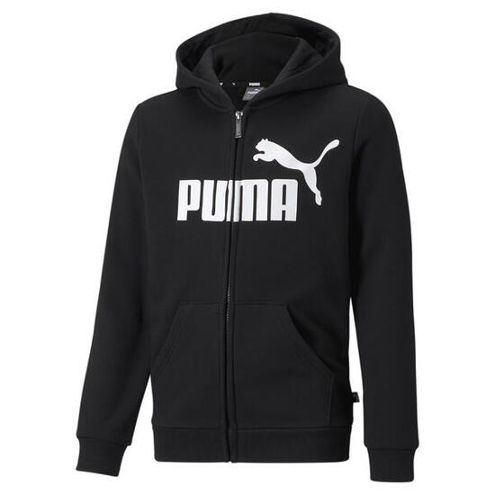 Felpa con cappuccio zip integrale e logo grande Essentials Youth PUMA Black