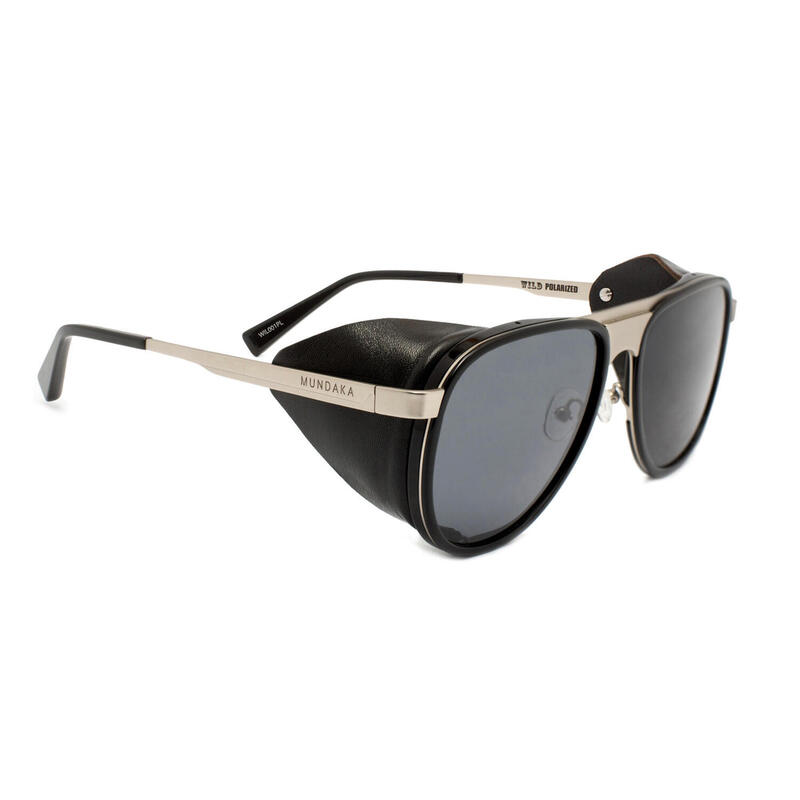 Zilveren/zwarte WILD zonnebril, Gepolariseerd GRIJS - cat.3 - MUNDAKA